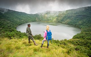 Hiking Mountain Bisoke to the Crater Lake
